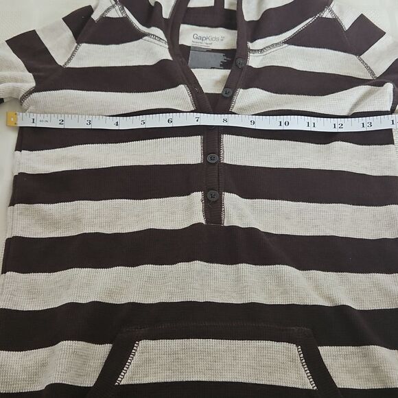 Gap Kids Hoodie Long Sleeves Sweater With Kangaroo Pockets Size 8 Brown/ Cream - Picture 6 of 16